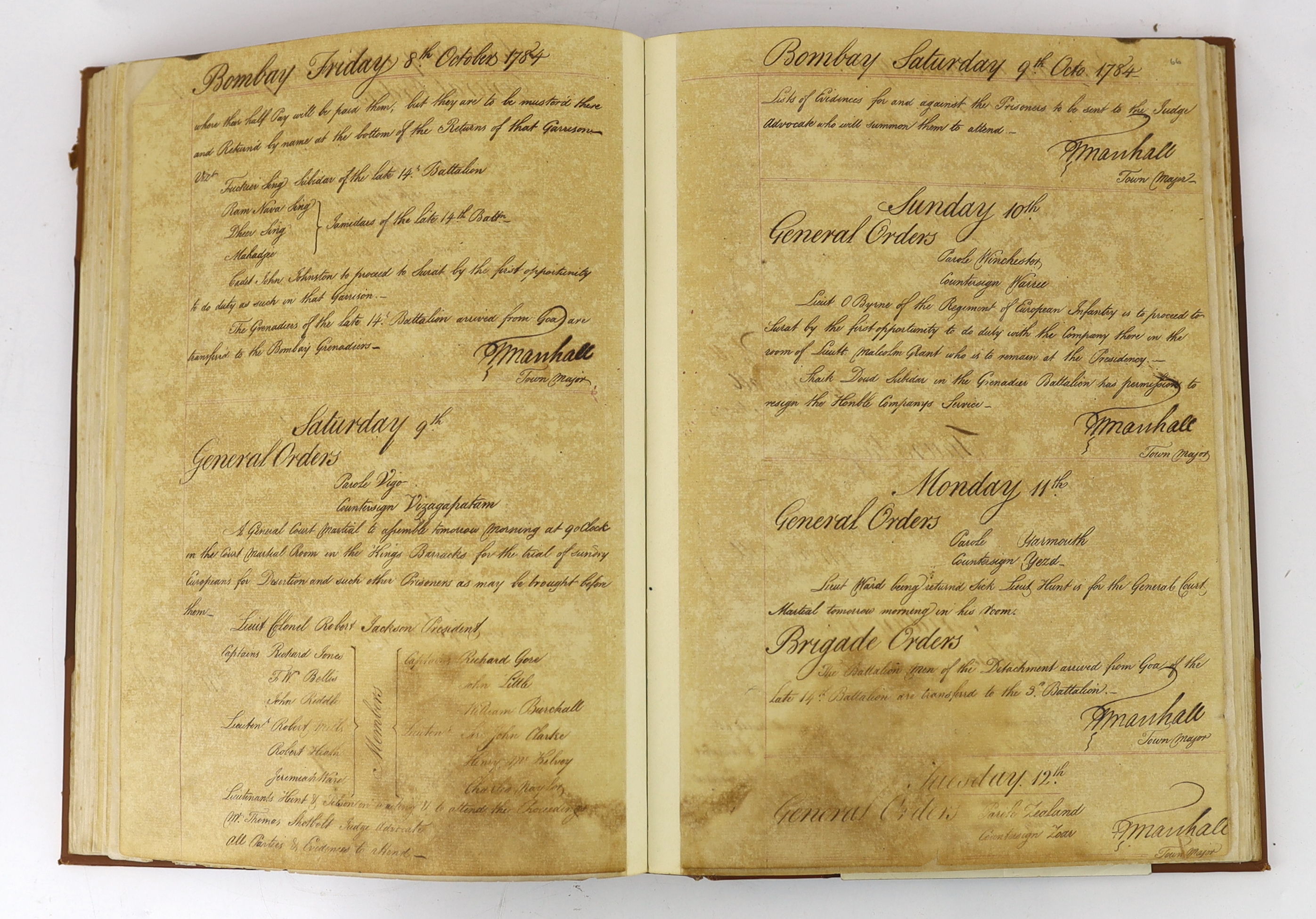 Brigade and General Orders Book, Bombay, 1 March 1784 – 14 March 1785